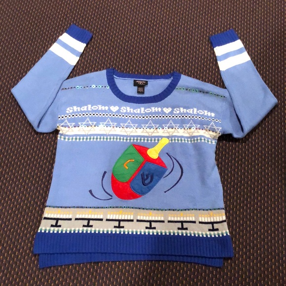 Hooked Up Brand Hanukkah Dreidel Sweater-L - Picture 2 of 16